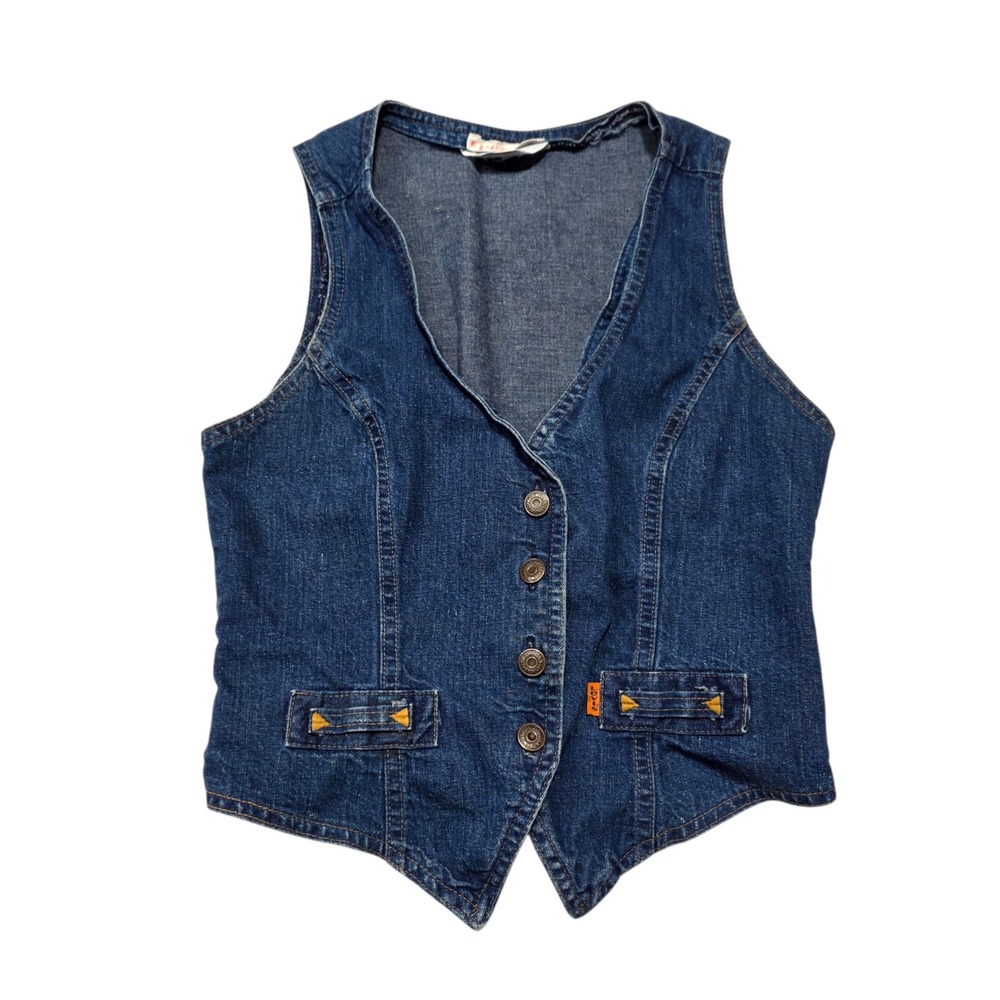 Vintage Levis‎ Orange Tab Denim Vest Blue Jean Button Up Waistcoat Size XS VTG